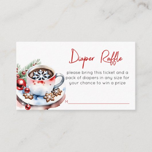 Koekjes en cacao winter Kerstmis luier verloting Informatiekaartje (Voorkant)