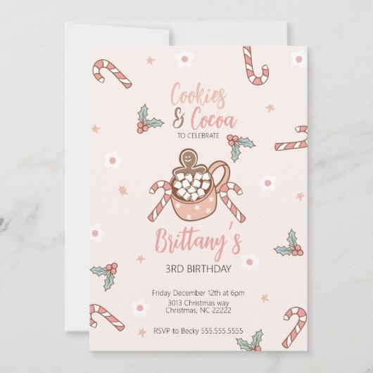 Koekjes en Cacao Winter Uitnodiging (Voorkant)