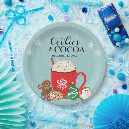 Koekjes en cacaofeestdagen papieren bordje (Feest)