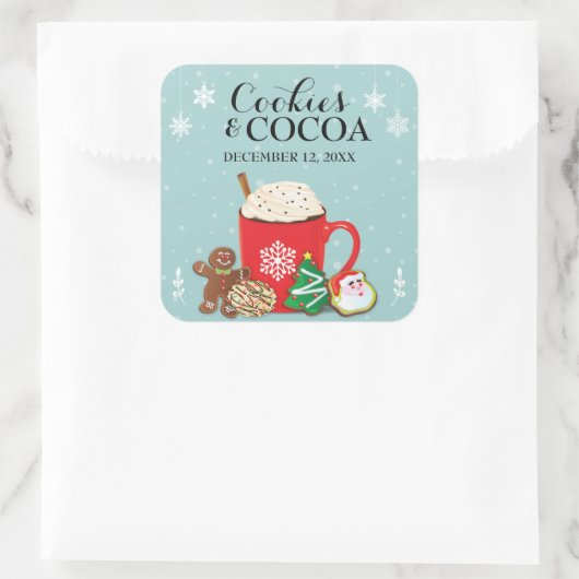 Koekjes- en cacaofeestdagen vierkante sticker (Tas)