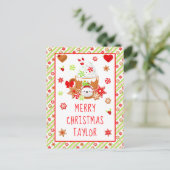 Koekjes en cacaogroene kerst feestdagenkaart (Staand voorkant)