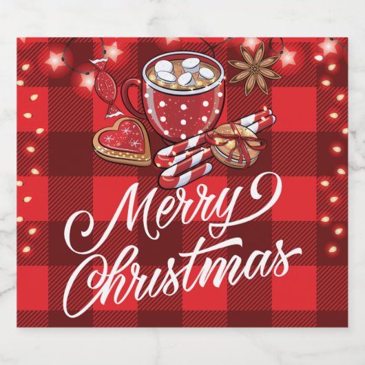 Koekjes en cacaokerst sparkling wijnetiket (Enkel label)