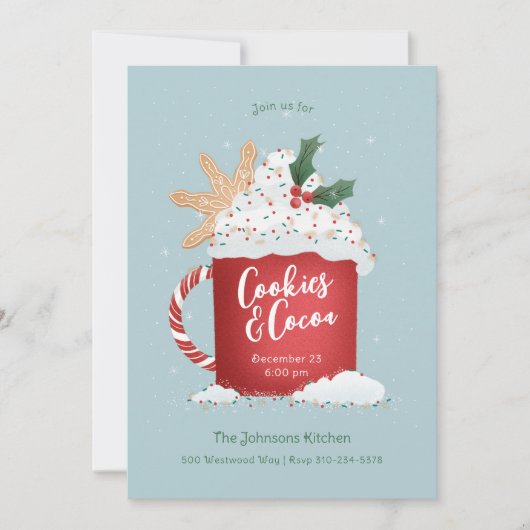 Koekjes en cacaokerstfeest kaart (Voorkant)
