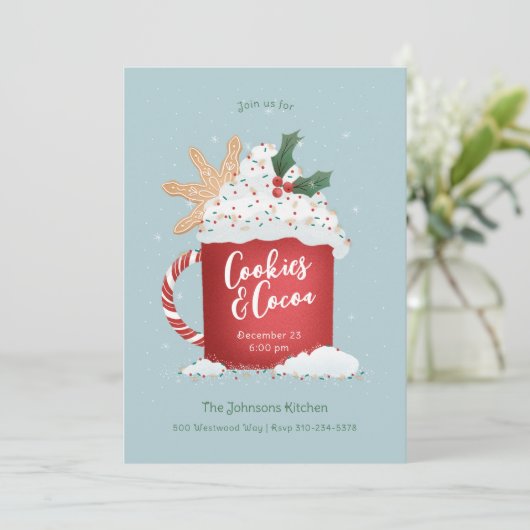 Koekjes en cacaokerstfeest kaart (Staand voorkant)