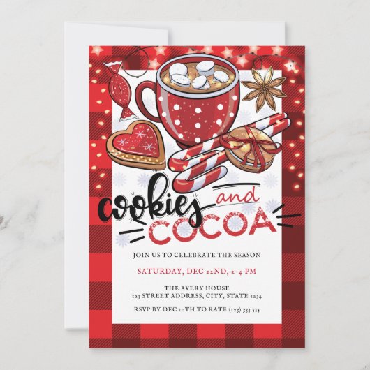 Koekjes en cacaokerstfeest kaart (Voorkant)