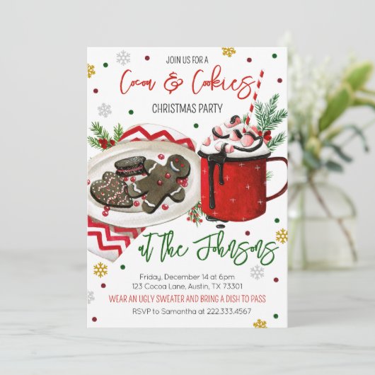 Koekjes en cacaokerstfeest kaart (Staand voorkant)