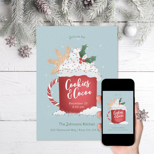 Koekjes en cacaokerstfeest kaart