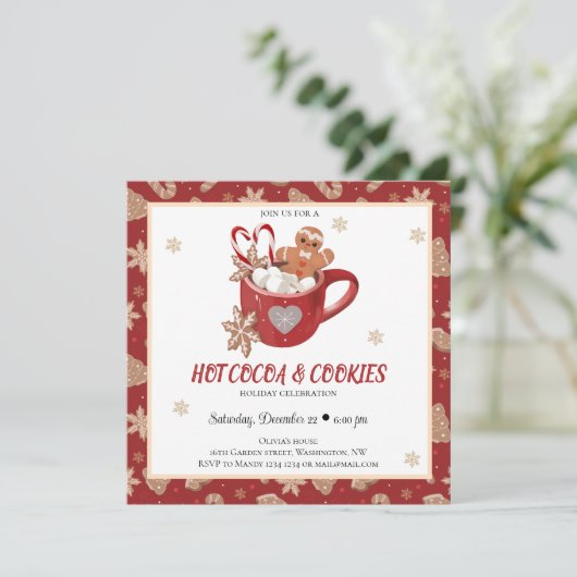 Koekjes en cacaokerstfeest kaart (Staand voorkant)