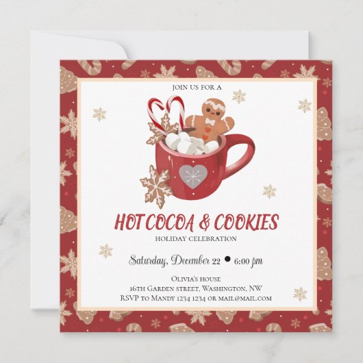 Koekjes en cacaokerstfeest kaart (Voorkant)