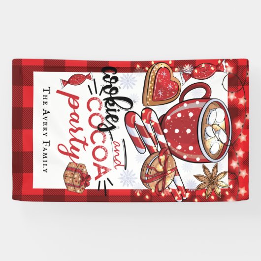 Koekjes en cacaokerstfeest op maat spandoek (Horizontaal)