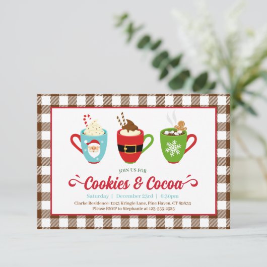 Koekjes en cacaokerstfeestjes kaart (Staand voorkant)