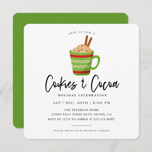 Koekjes en cacaokerstfeestjes kaart (Voorkant / Achterkant)