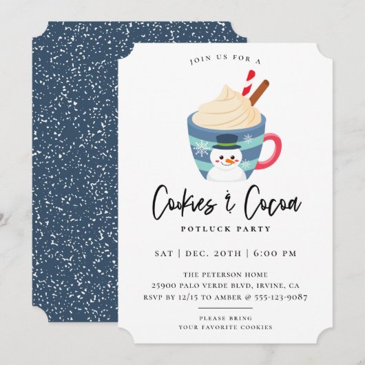 Koekjes en cacaokerstfeestjes kaart (Voorkant / Achterkant)