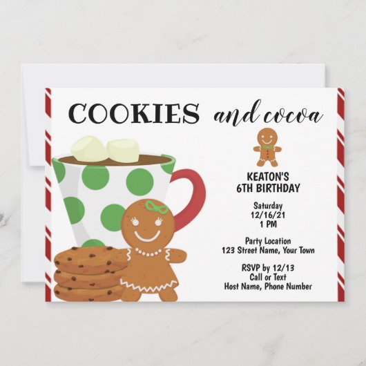Koekjes en cacaokerstuitnodiging kaart (Voorkant)