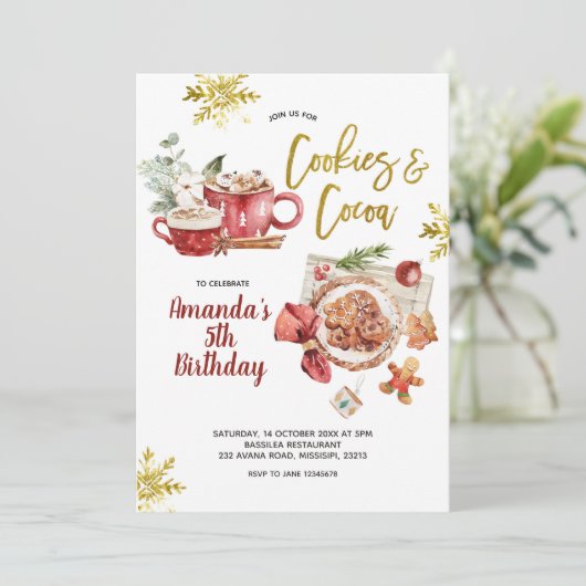 Koekjes en cacaokerstwinterfeestdag Invita Kaart (Staand voorkant)