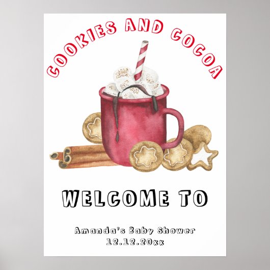 Koekjes en cacaomallow baby shower poster (Voorkant)