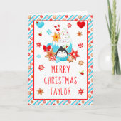 Koekjes en cacaopblauw kerstfeest feestdagen kaart (Voorkant)