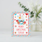 Koekjes en cacaopblauw kerstfeest feestdagenkaart (Staand voorkant)