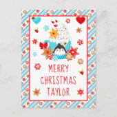 Koekjes en cacaopblauw kerstfeest feestdagenkaart (Voorkant)