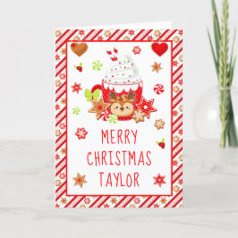 Koekjes en cacaorode kerst feestdagen kaart