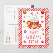 Koekjes en cacaorode kerst feestdagenkaart (Voorkant / Achterkant)