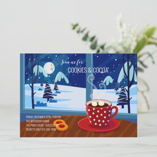 Koekjes en cacaouitnodiging kaart (Staand voorkant)