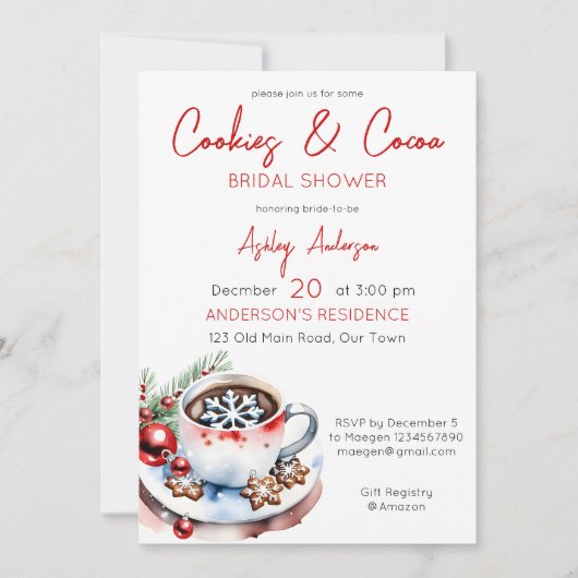 Koekjes en cacaowinter Kerst bruidsdouche Kaart (Voorkant)