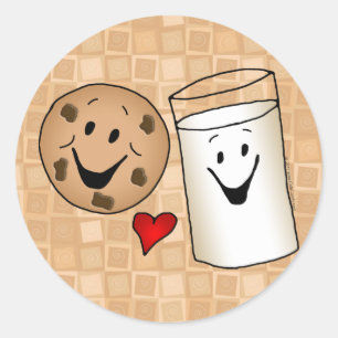 Koekjes en Cartoon van melkvrienden Ronde Sticker