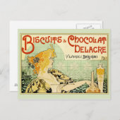 Koekjes en chocolade delacre (Sage) Briefkaart (Voorkant / Achterkant)