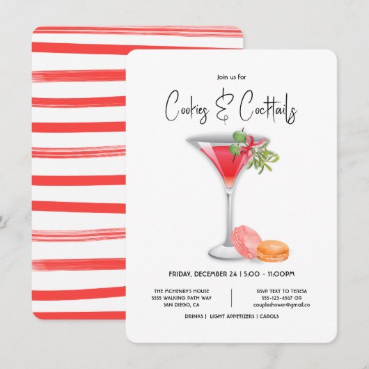 Koekjes en Cocktails kerstcocktail Kaart (Voorkant / Achterkant)