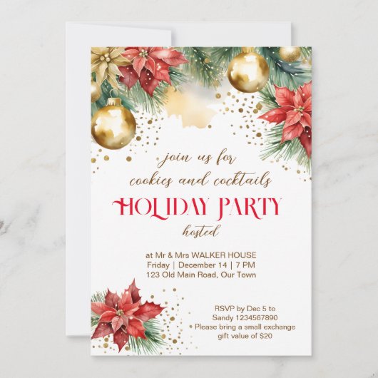 Koekjes en cocktails kerstdiner kaart (Voorkant)