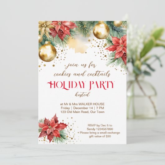 Koekjes en cocktails kerstdiner kaart (Staand voorkant)