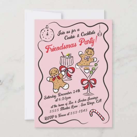 Koekjes en cocktails Kerstfeest Kaart (Voorkant)