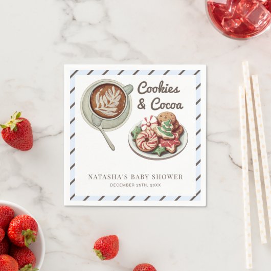 Koekjes en Cocoa Warm Blue Boy Baby shower Servet (Insitu)