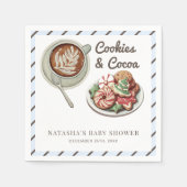 Koekjes en Cocoa Warm Blue Boy Baby shower Servet (Voorkant)