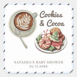 Koekjes en Cocoa Warm Boy Baby shower Vierkante Sticker