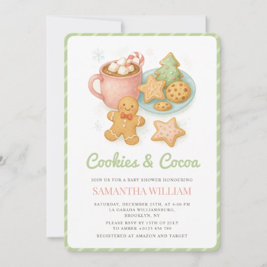 Koekjes en Cocoa Winter Baby shower Kaart (Voorkant)