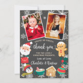 Koekjes en Cocolade Sneeuw Kerstfeest 2 Foto Bedankkaart (Voorkant)