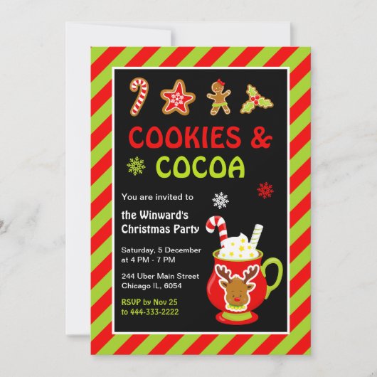 Koekjes en Hot Cocoa Christmas Party Kaart (Voorkant)