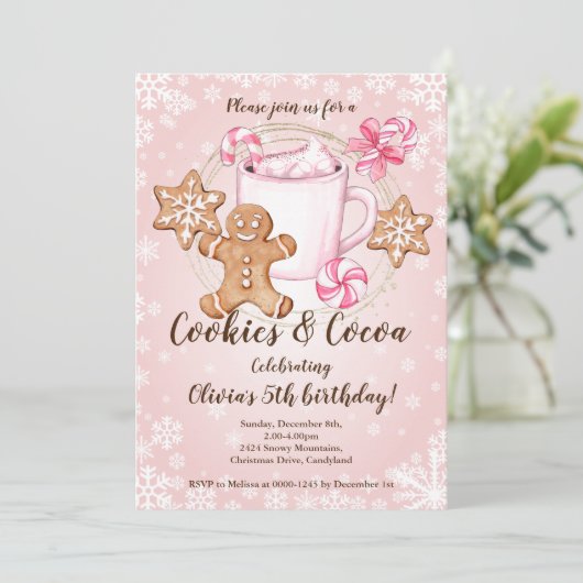 Koekjes en hotcacaofeestdagen kaart (Staand voorkant)