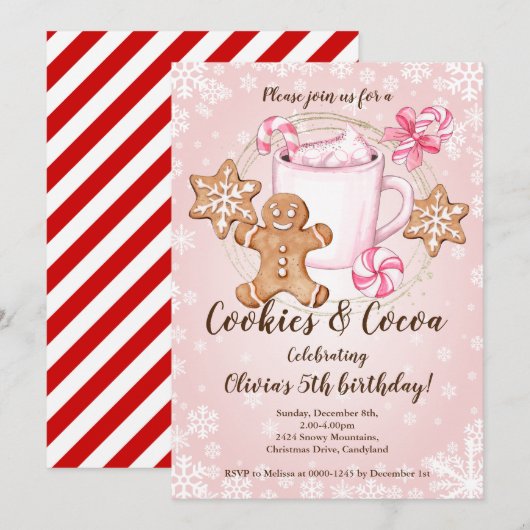 Koekjes en hotcacaofeestdagen kaart (Voorkant / Achterkant)