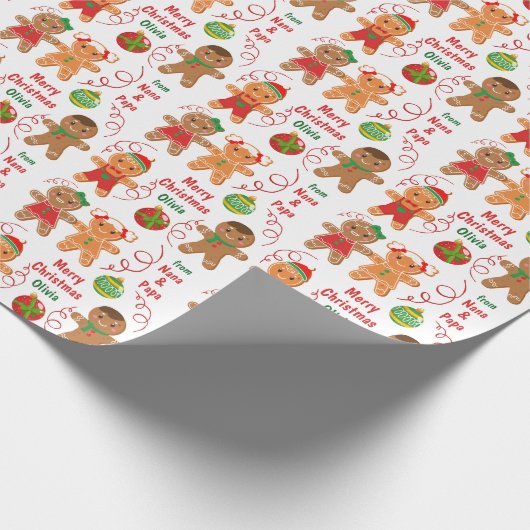 Koekjes en kerstsieraden cadeaupapier (Hoek)