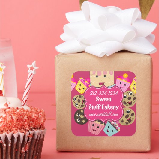 Koekjes en koekjes voor zoete taart vierkante sticker (Feest)