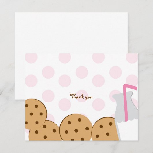 Koekjes en melk Dank je wel Notitiekaartje (Voorkant / Achterkant)