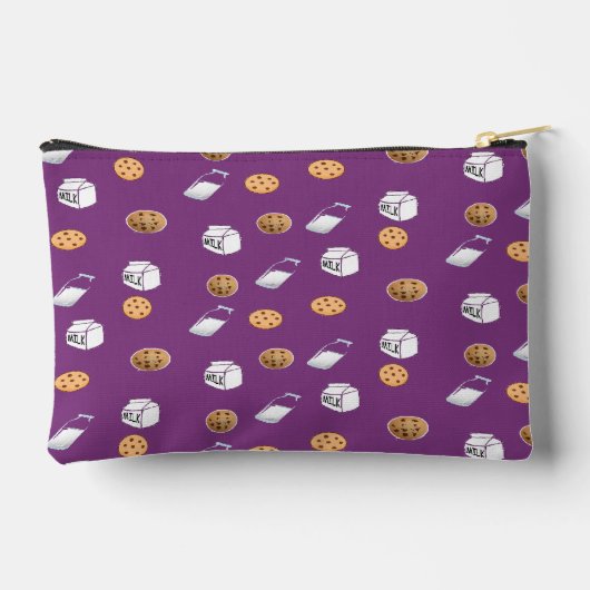 Koekjes en melk op paarse etui (Achterkant)