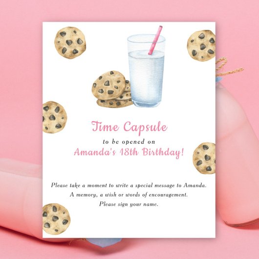 Koekjes en melk Tijdcapsule 1e verjaardag Poster