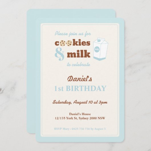 Koekjes en Melk Uitnodiging om de dag te vieren, B (Voorkant / Achterkant)