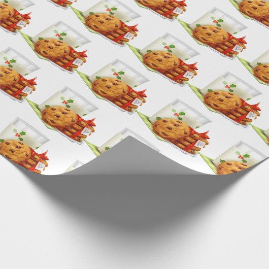 Koekjes en melk voor de kerstman cadeaupapier (Hoek)