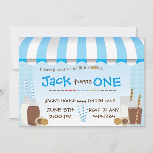 Koekjes en Melkjongen Birthday Party Kaart (Voorkant)