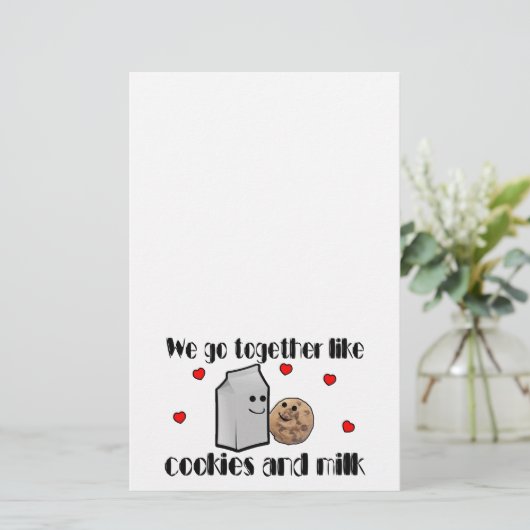 Koekjes en melkliefde briefpapier (Staand voorkant)